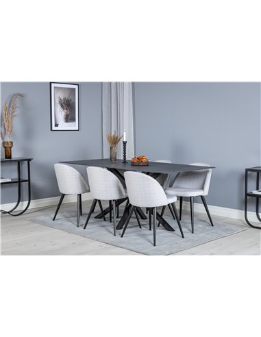 Matgrupp Piazza med Velvet matstolar, 180 × 90 cm