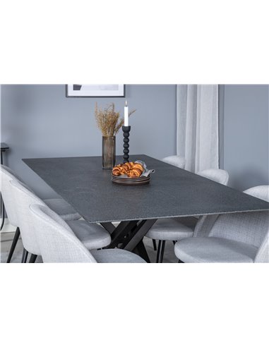 Matgrupp Piazza med Velvet matstolar, 180 × 90 cm
