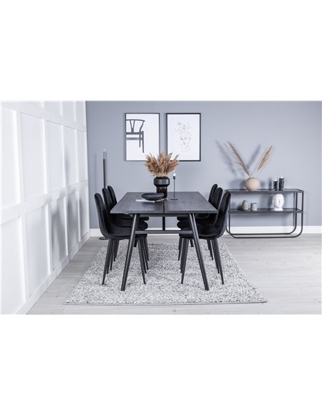 Matgrupp Sleek med Polar matstolar, 195 × 95 cm