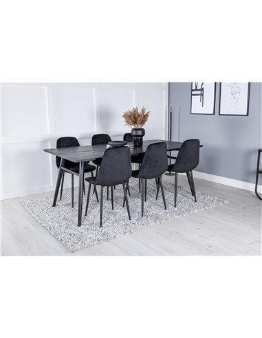 Matgrupp Sleek med Polar matstolar, 195 × 95 cm