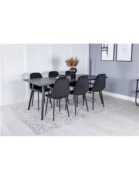 Matgrupp Sleek med Polar matstolar, 195 × 95 cm