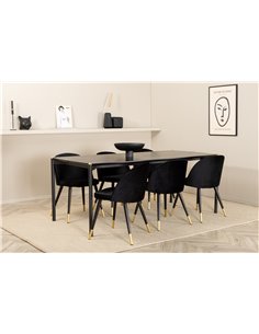 Matgrupp Pelle med Velvet matstolar, 190 × 90 cm 2