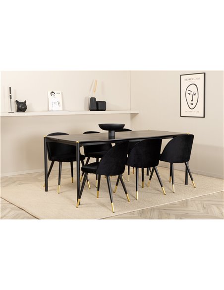 Matgrupp Pelle med Velvet matstolar, 190 × 90 cm