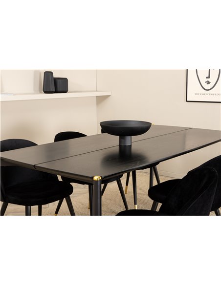 Matgrupp Pelle med Velvet matstolar, 190 × 90 cm