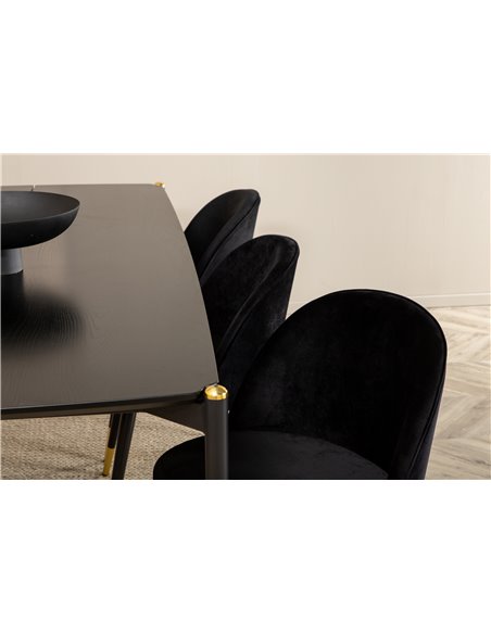 Matgrupp Pelle med Velvet matstolar, 190 × 90 cm