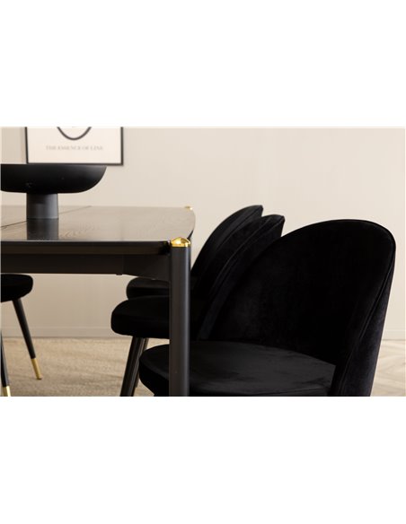 Matgrupp Pelle med Velvet matstolar, 190 × 90 cm
