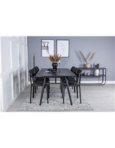 Matgrupp Sleek med Polly matstolar, 195 × 95 cm