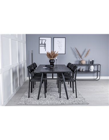Matgrupp Sleek med Polly matstolar, 195 × 95 cm