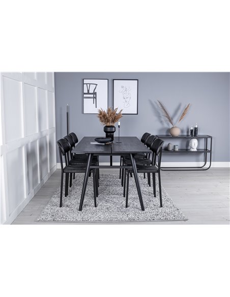 Matgrupp Sleek med Polly matstolar, 195 × 95 cm