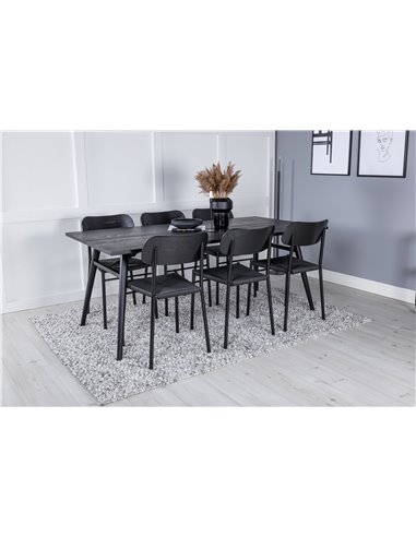 Matgrupp Sleek med Polly matstolar, 195 × 95 cm
