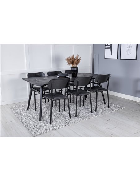 Matgrupp Sleek med Polly matstolar, 195 × 95 cm