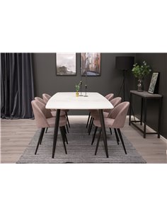 Matgrupp Polar med Velvet matstolar, 240 × 100 cm