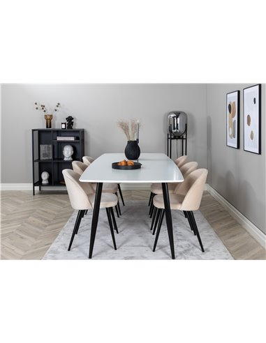 Matgrupp Polar med Velvet matstolar, 240 × 100 cm