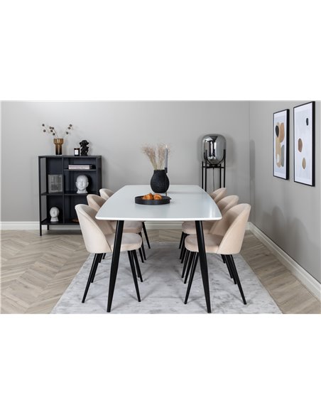 Matgrupp Polar med Velvet matstolar, 240 × 100 cm