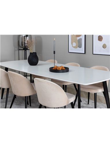 Matgrupp Polar med Velvet matstolar, 240 × 100 cm