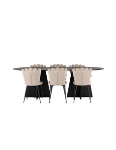 Matgrupp Bootcut med Limhamn matstolar, 230 × 115 cm
