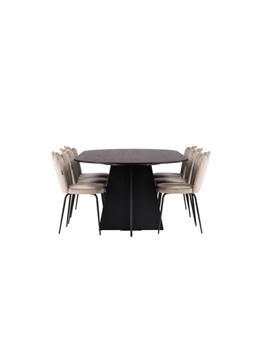 Matgrupp Bootcut med Limhamn matstolar, 230 × 115 cm