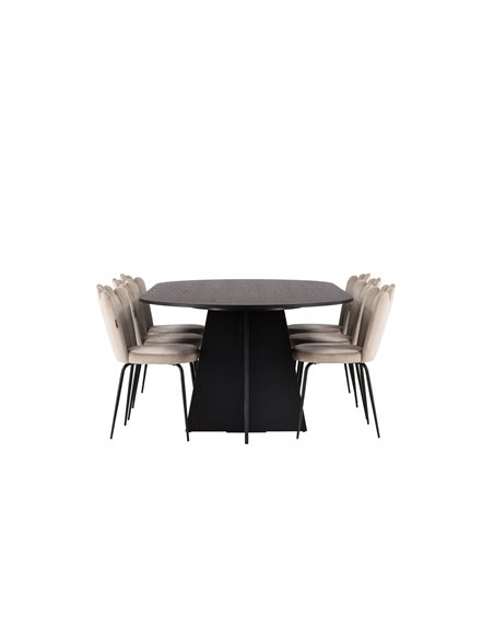 Matgrupp Bootcut med Limhamn matstolar, 230 × 115 cm
