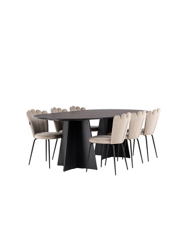 Matgrupp Bootcut med Limhamn matstolar, 230 × 115 cm