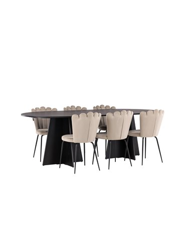 Matgrupp Bootcut med Limhamn matstolar, 230 × 115 cm