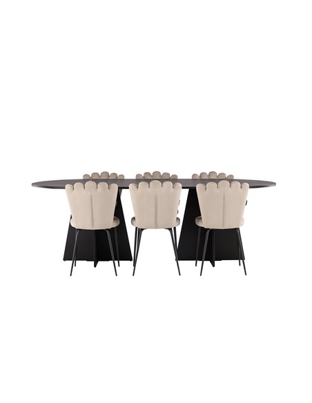 Matgrupp Bootcut med Limhamn matstolar, 230 × 115 cm
