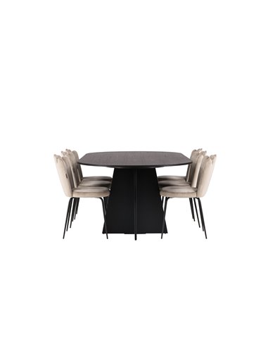 Matgrupp Bootcut med Limhamn matstolar, 230 × 115 cm