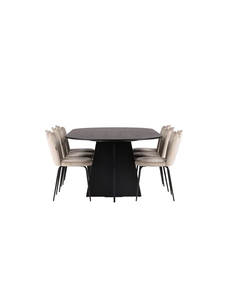 Matgrupp Bootcut med Limhamn matstolar, 230 × 115 cm