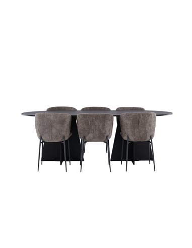 Matgrupp Bootcut med Modesto matstolar, 230 × 115 cm