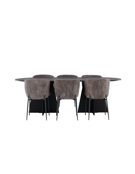 Matgrupp Bootcut med Modesto matstolar, 230 × 115 cm