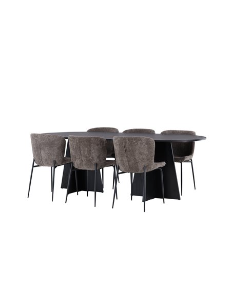 Matgrupp Bootcut med Modesto matstolar, 230 × 115 cm