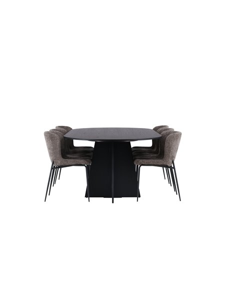 Matgrupp Bootcut med Modesto matstolar, 230 × 115 cm