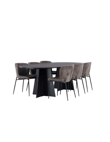 Matgrupp Bootcut med Modesto matstolar, 230 × 115 cm