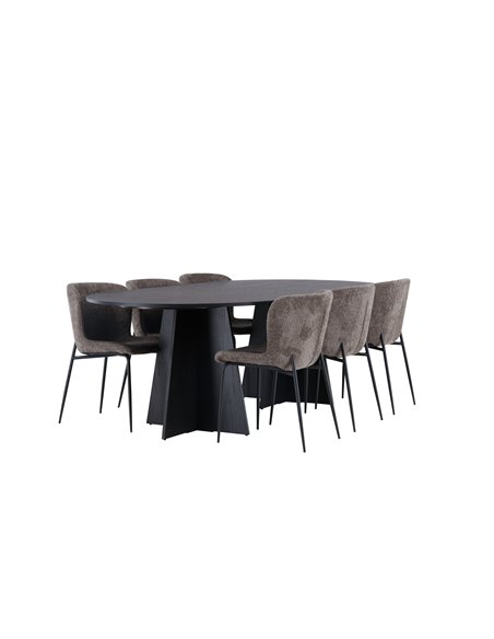 Matgrupp Bootcut med Modesto matstolar, 230 × 115 cm