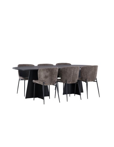 Matgrupp Bootcut med Modesto matstolar, 230 × 115 cm