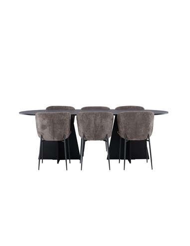 Matgrupp Bootcut med Modesto matstolar, 230 × 115 cm