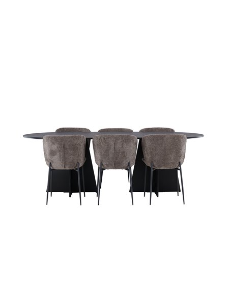 Matgrupp Bootcut med Modesto matstolar, 230 × 115 cm