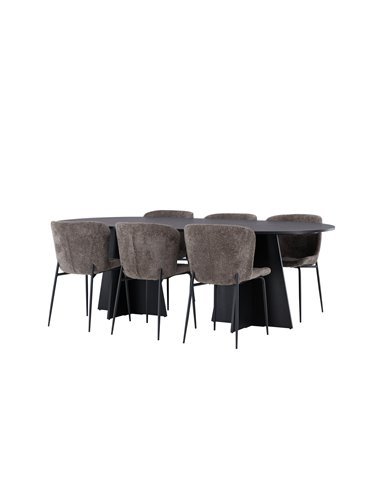 Matgrupp Bootcut med Modesto matstolar, 230 × 115 cm