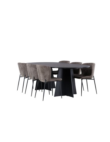 Matgrupp Bootcut med Modesto matstolar, 230 × 115 cm
