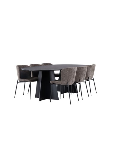 Matgrupp Bootcut med Modesto matstolar, 230 × 115 cm