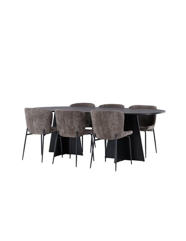 Matgrupp Bootcut med Modesto matstolar, 230 × 115 cm