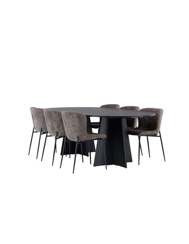 Matgrupp Bootcut med Modesto matstolar, 230 × 115 cm