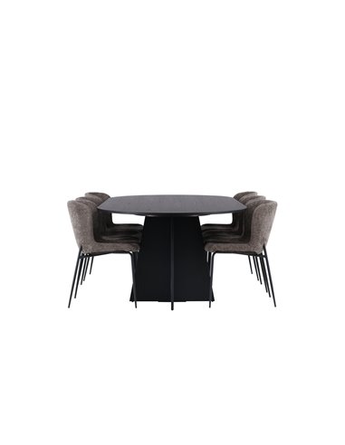 Matgrupp Bootcut med Modesto matstolar, 230 × 115 cm