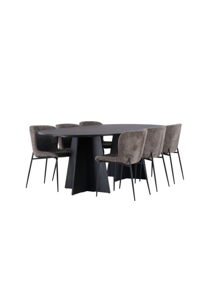 Matgrupp Bootcut med Modesto matstolar, 230 × 115 cm