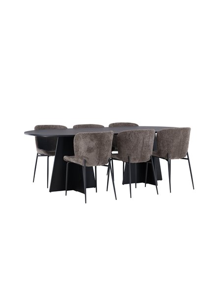Matgrupp Bootcut med Modesto matstolar, 230 × 115 cm