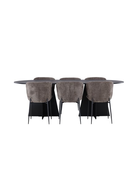 Matgrupp Bootcut med Modesto matstolar, 230 × 115 cm