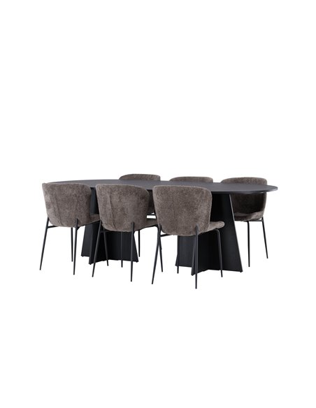 Matgrupp Bootcut med Modesto matstolar, 230 × 115 cm