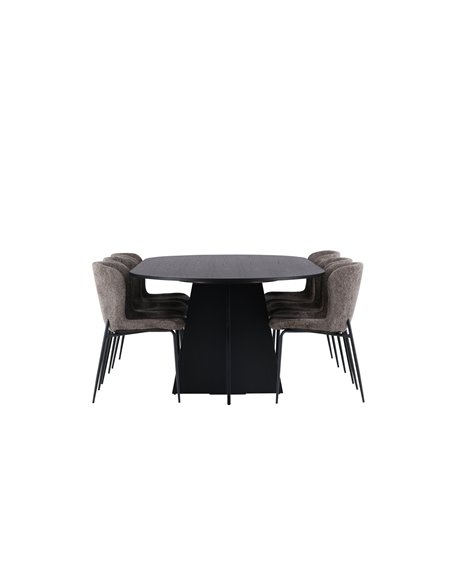 Matgrupp Bootcut med Modesto matstolar, 230 × 115 cm