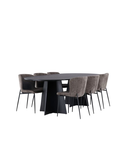 Matgrupp Bootcut med Modesto matstolar, 230 × 115 cm