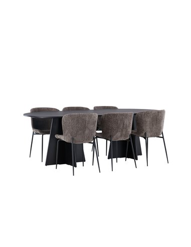 Matgrupp Bootcut med Modesto matstolar, 230 × 115 cm
