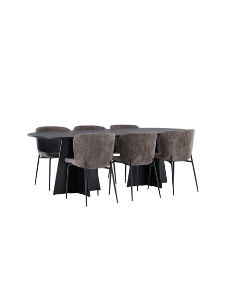 Matgrupp Bootcut med Modesto matstolar, 230 × 115 cm